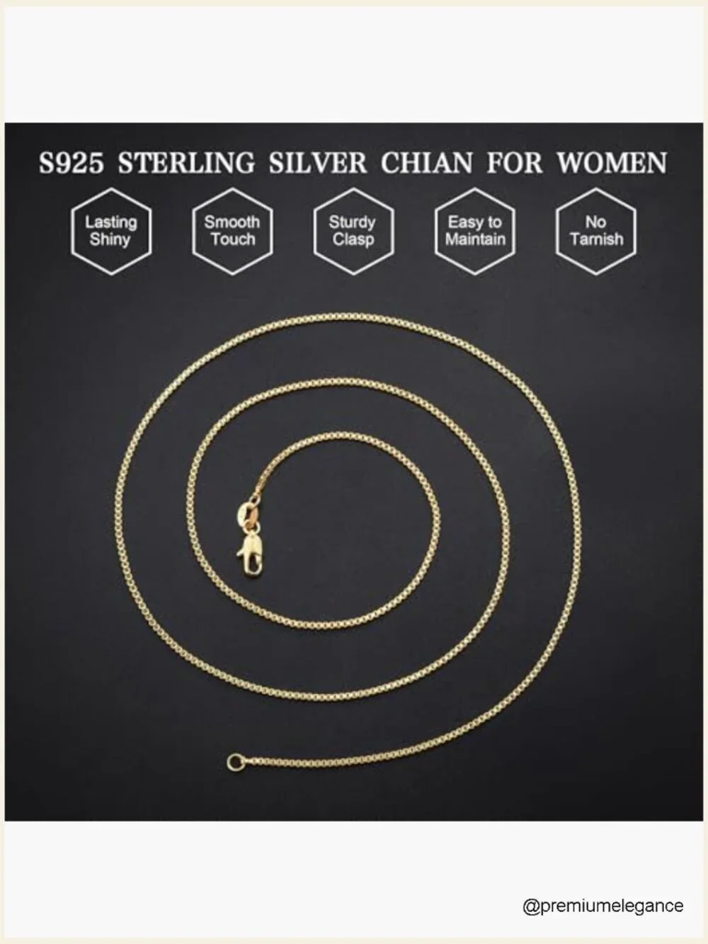 18K Gold Plated 925 Sterling Silver 1.2mm Box Chain Necklace Lobster Claw